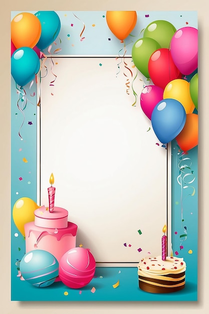 Photo birthday party invitations card with empty space for text