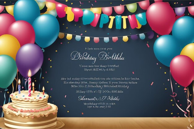 Birthday party invitations card with empty space for text