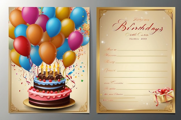 Birthday party invitations card with empty space for text