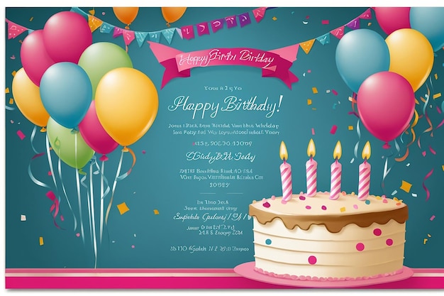 Photo birthday party invitations card with empty space for text