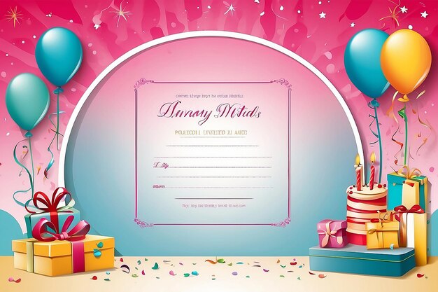 Birthday party invitations card with empty space for text