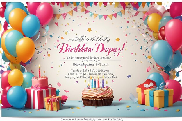 Birthday party invitations card with empty space for text