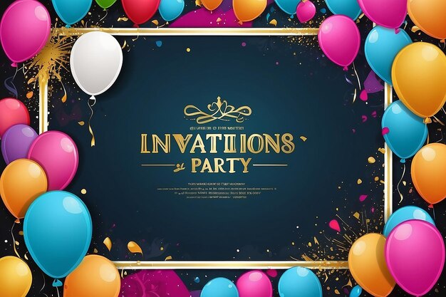 Birthday party invitations card with empty space for text