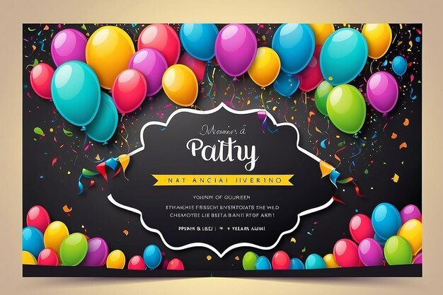 Birthday party invitations card with empty space for text