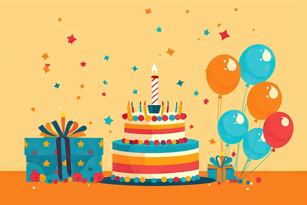 생일을 축하하는 아이들을 위한 생일 파티 벡터 스타일 일러스트레이션