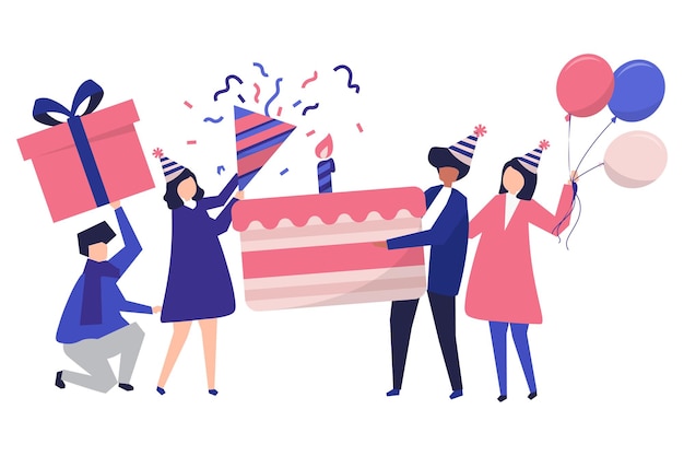 생일 파티 png 클리파트 스티커 축제 투명한 배경에 캐릭터 일러스트레이션