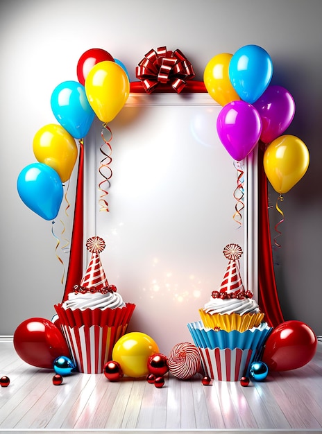 birthday party poster design banner copyspace party background balloons champagne cake