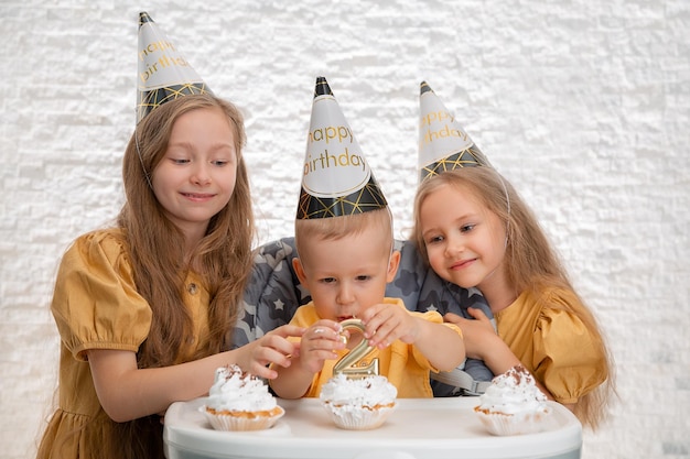 Birthday party with the best friends in party caps