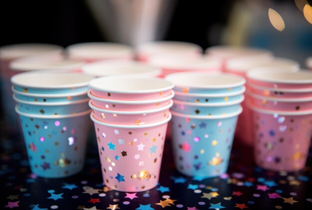 Foto festa di compleanno con bicchieri di carta