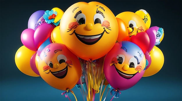 Букет смайликов на день рождения из воздушных шаров