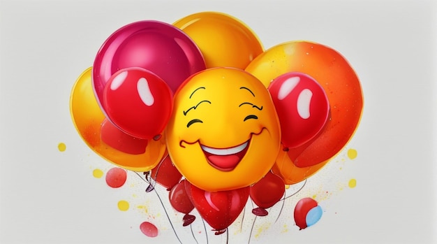 Birthday smiley bouquet red and yellow balloons design