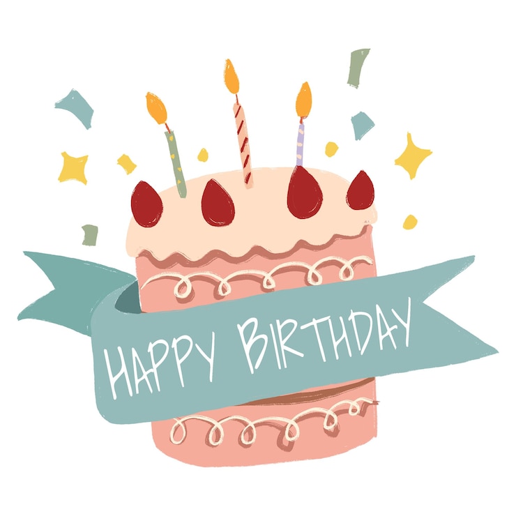 Photo birthday sticker png cake with happy birthday message
