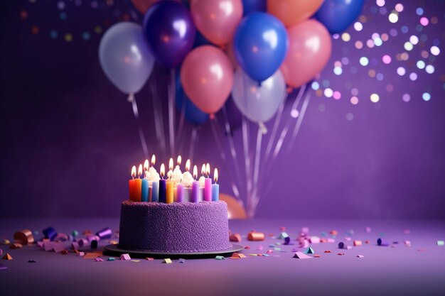 Birthday themed background with an array of objects on brown backdrop
