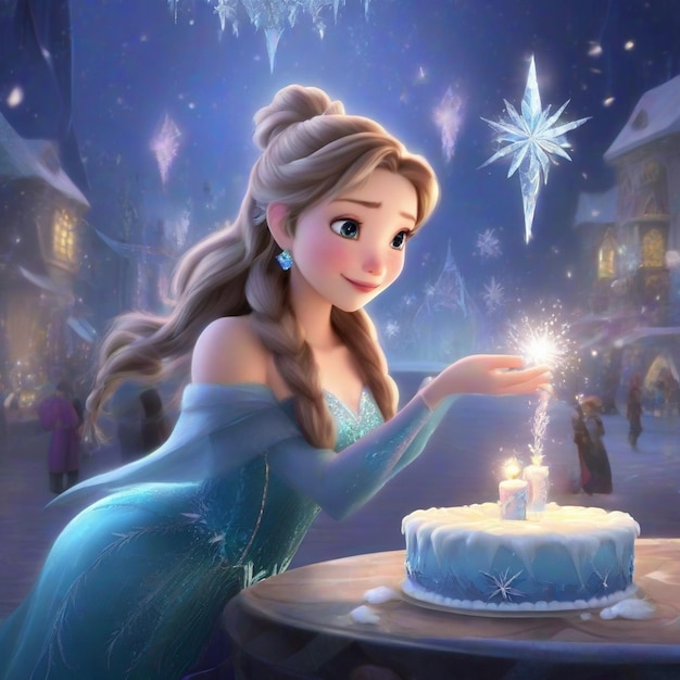 Photo birthday wishes celebration with frozen ai generated