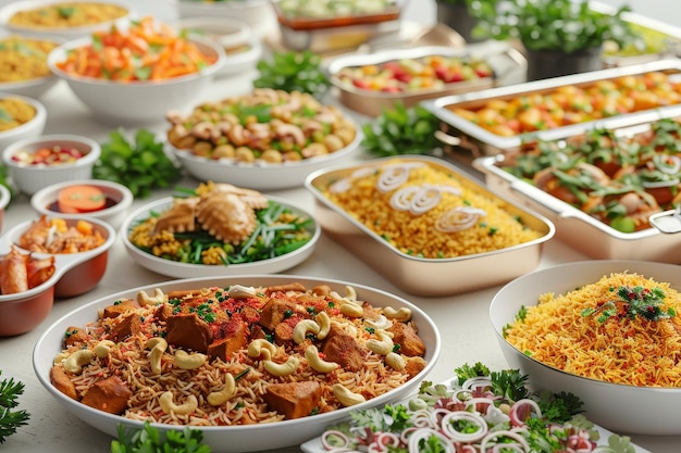 Biryani Banquet a grand banquet table filled with aromatic biryani rice dishes