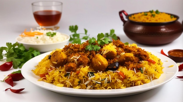 Biryani on white background