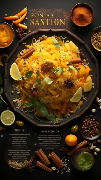 Photo biryani with saffron strands mughal inspired artwork royal c india culinary culture layout website