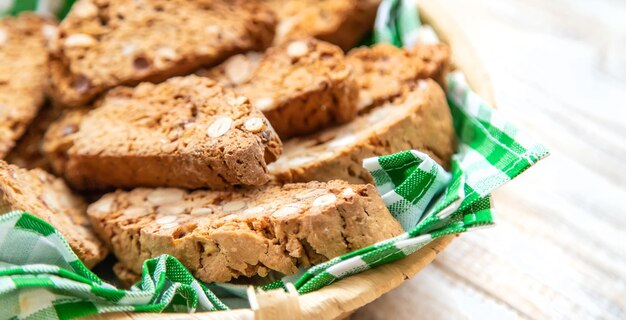 Biscotti on the table for tea Selective focus