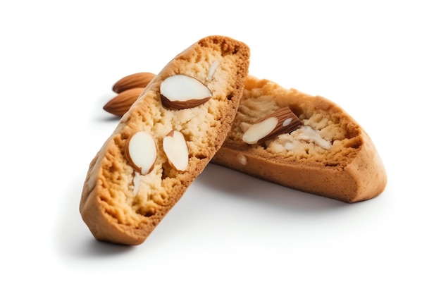 A biscotti with almond slices on top