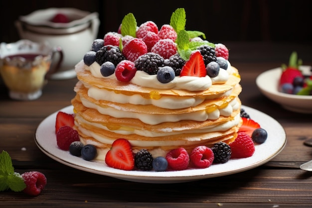 Biscuit cake decorated with berries