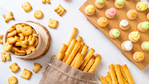 biscuit sticks with colorful sugar biscuit