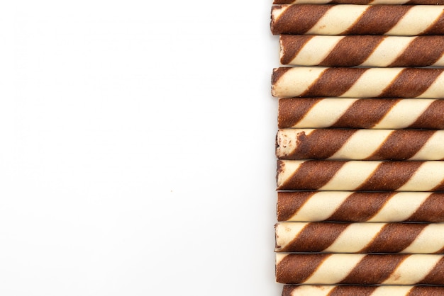 Bastoncini di wafer di biscotto con aroma di crema al cioccolato