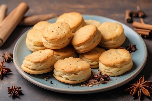 Biscuits on a plate with spices