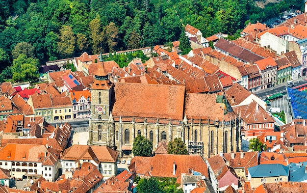 Biserica Neagra or Black Church in the old town of Brasov  Transylvania, Romania