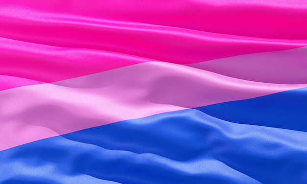 Bisexual flag closeup view background for LGBTQIA Pride month sexuality freedom love diversity celebration and the fight for human rights in 3D illustration