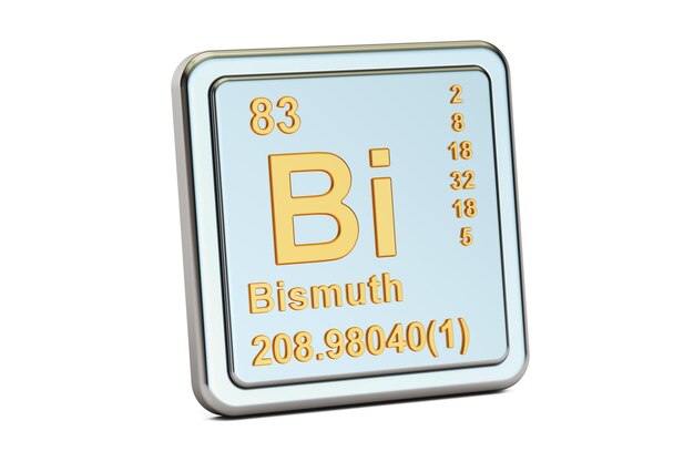 写真 ビズマット・バイ (bismuth bi) 化学元素の記号の3dレンダリング