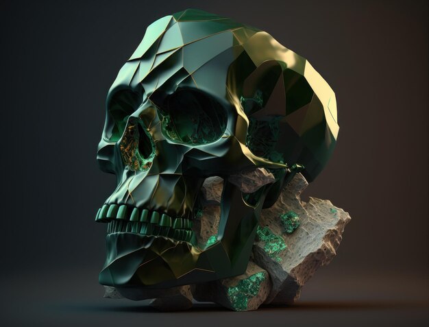 Bismuth skull created with generative ai technology