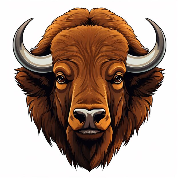 Bison 2d cartoon vector illustration on white background h