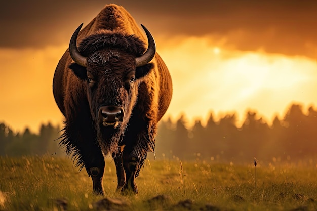 Bison in field