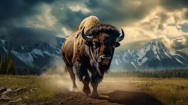 Photo bison high quality background