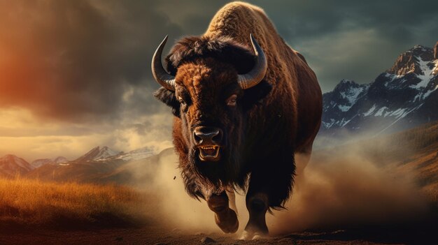 Photo bison high quality background