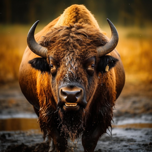 Bison in its Natural Habitat Wildlife Photography Generative AI