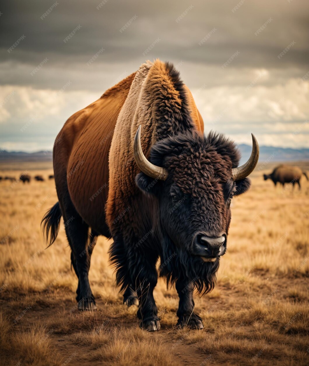 Premium AI Image | Bison Standing Majestic in The Plain Grassland