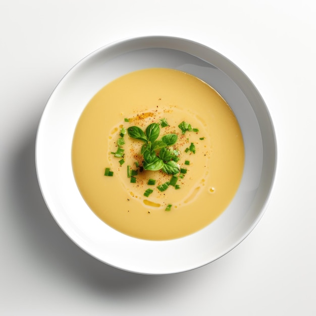 Bisque on plate top view on white background