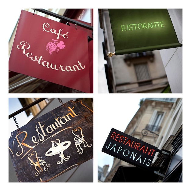 Bistro and restaurant panels in the city