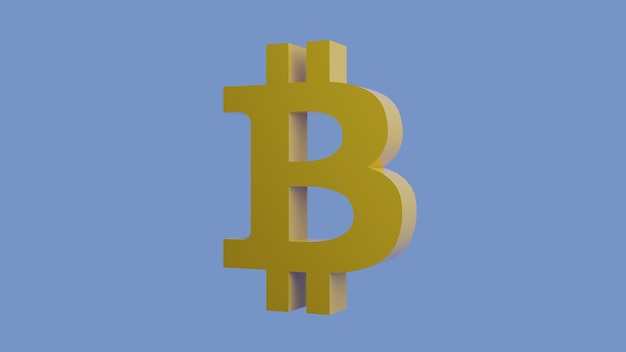 Bitcoin 3d icon isolated on blue background