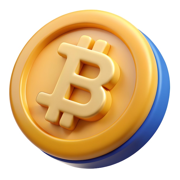 ビットコイン 3D アイコン シンボル 3D レンダリング スタイル ビットコインは白い背景に隔離されています