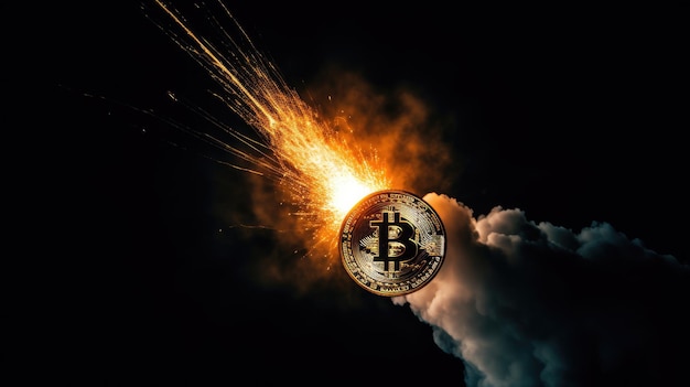 a bitcoin in the air