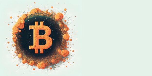 Foto bitcoin boom explosion growthorange coin crypto concept e-commerce illustrazione del mercato azionario