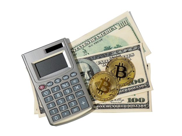 Bitcoin calculator and dollars Cryptocurrency virtual money BTC Blockchain technology the concept of bitcoin mining The stock market