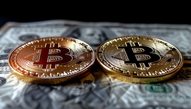 Bitcoin close-up van een cryptocurrency munt