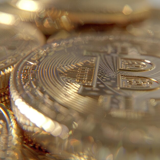 仮想通貨コインのビットコインクローズアップ