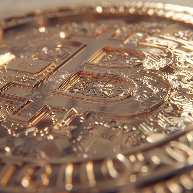 仮想通貨コインのビットコインクローズアップ