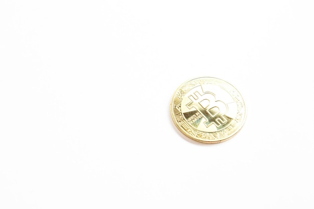 Bitcoin coin, a closeup view of the bitcoin