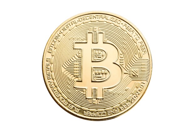 Bitcoin coin isolated on white background. Cryptocurrency