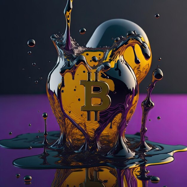 Foto moneta bitcoin in liquido